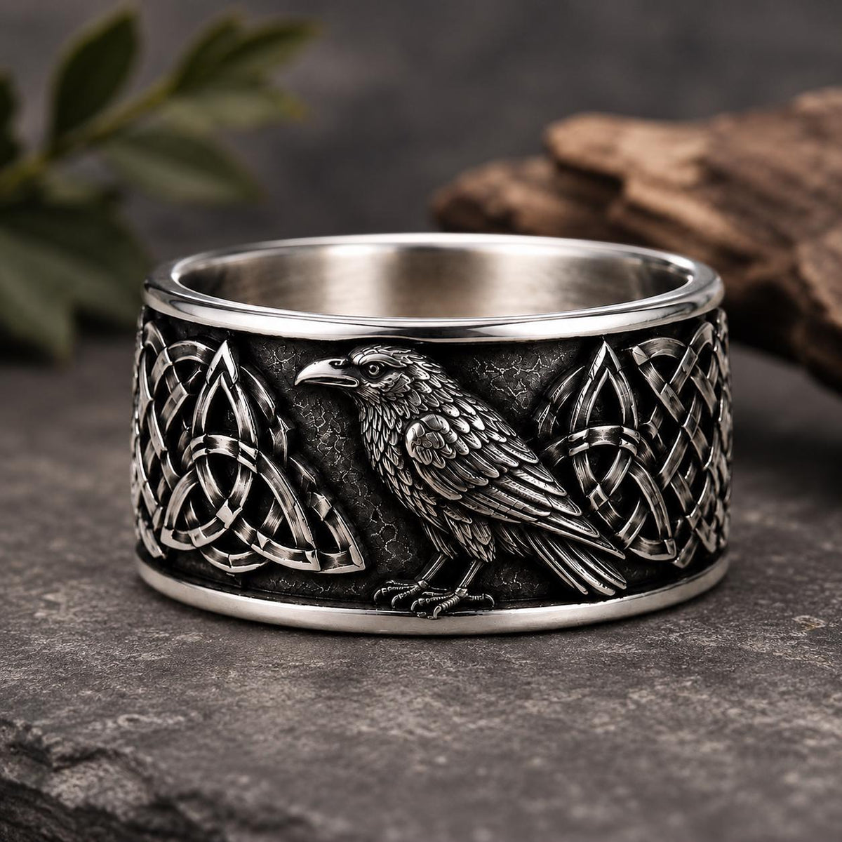 Viking Raven Ring - Sterling Silver Raven Ring, Celtic Knot Ring, Viking Raven Ring, Gothic Mens