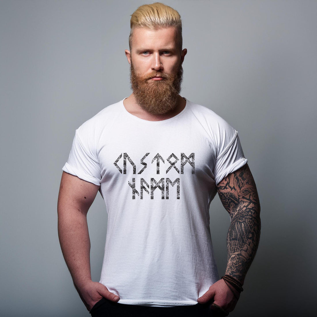Viking Rune T-Shirt - Name in Runes Alphabet Viking Shirt, Norse Personalized Futhark Runes Shirt