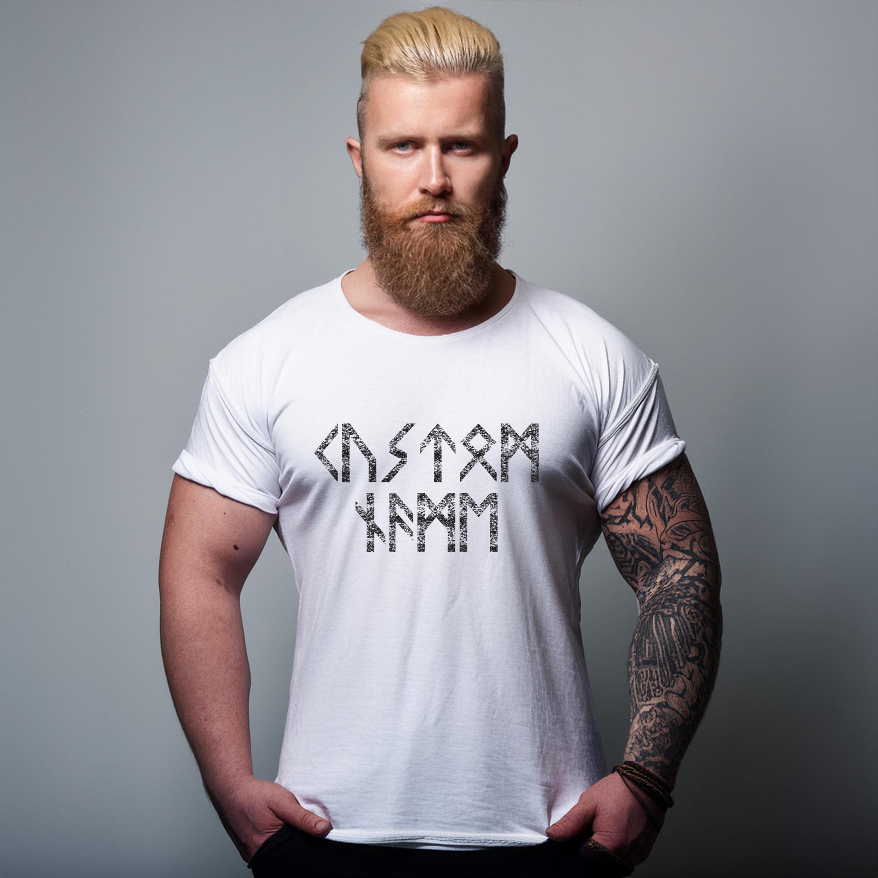 Viking Rune T-Shirt - Name in Runes Alphabet Viking Shirt, Norse Personalized Futhark Runes Shirt