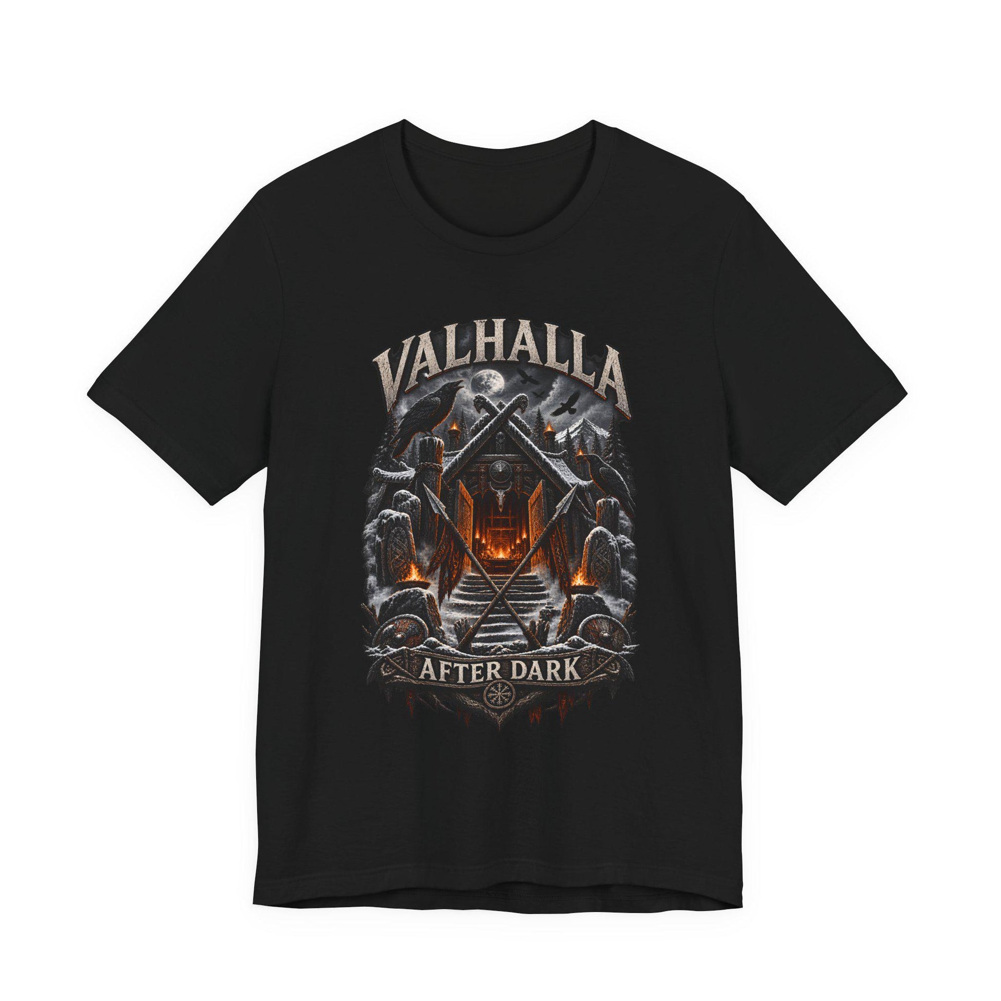 Viking Raven T-Shirt - Valhalla After Dark Viking Shirt, Norse Mythology T-Shirt, Raven Valhalla