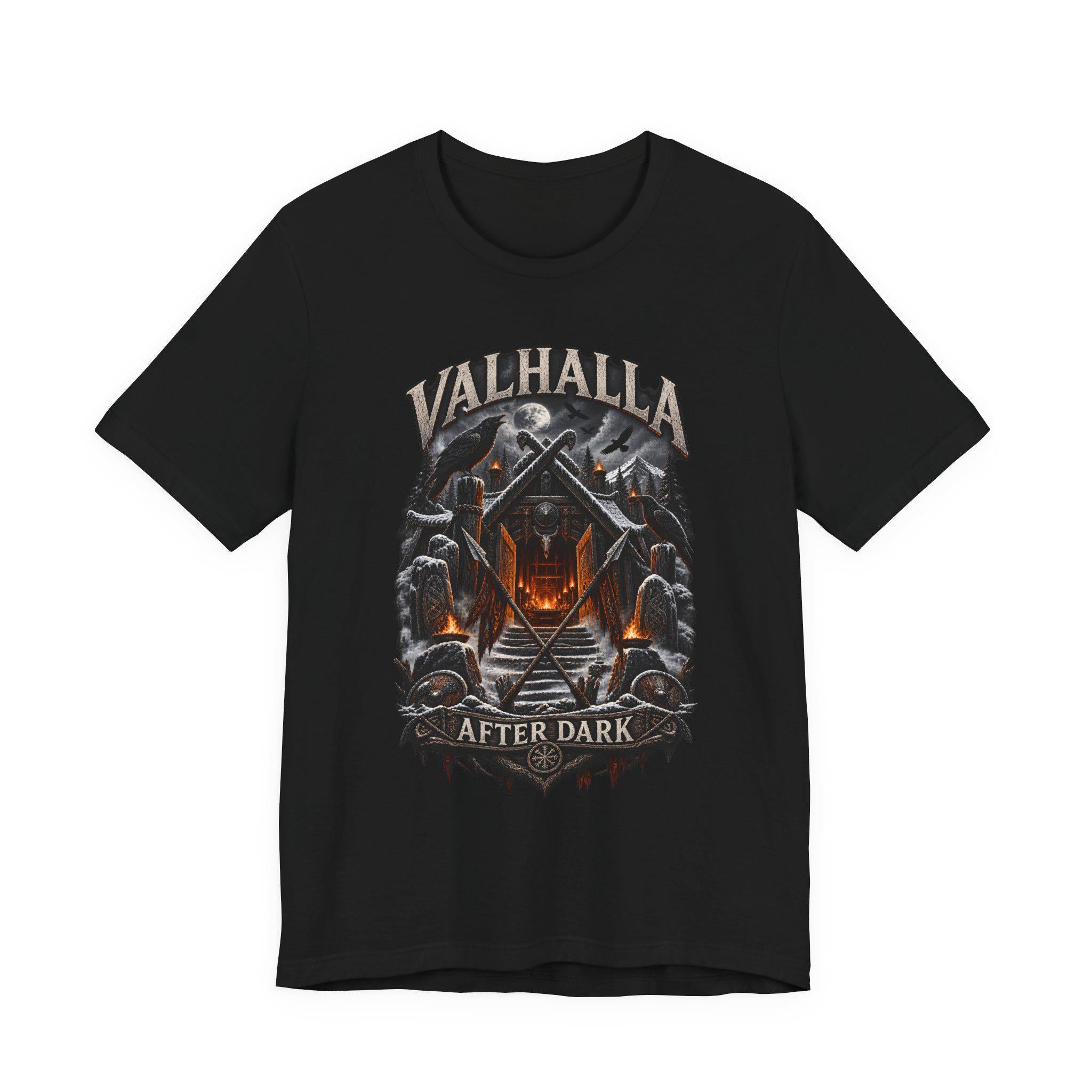 Viking Raven T-Shirt - Valhalla After Dark Viking Shirt, Norse Mythology T-Shirt, Raven Valhalla