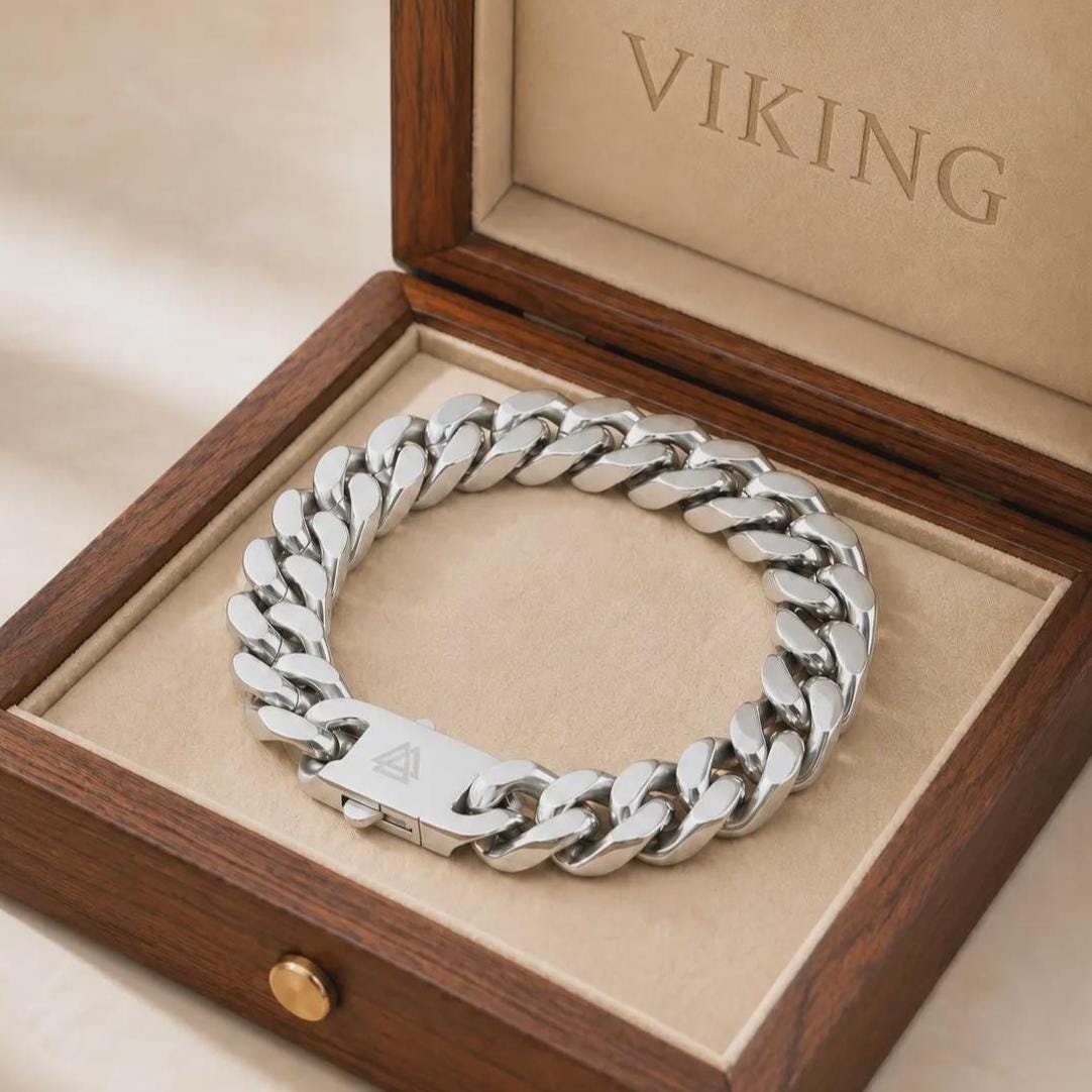 Viking Bracelet - Viking Leather Bracelet Men, Braided Black Leather Chain Bracelet, Norse Warrior