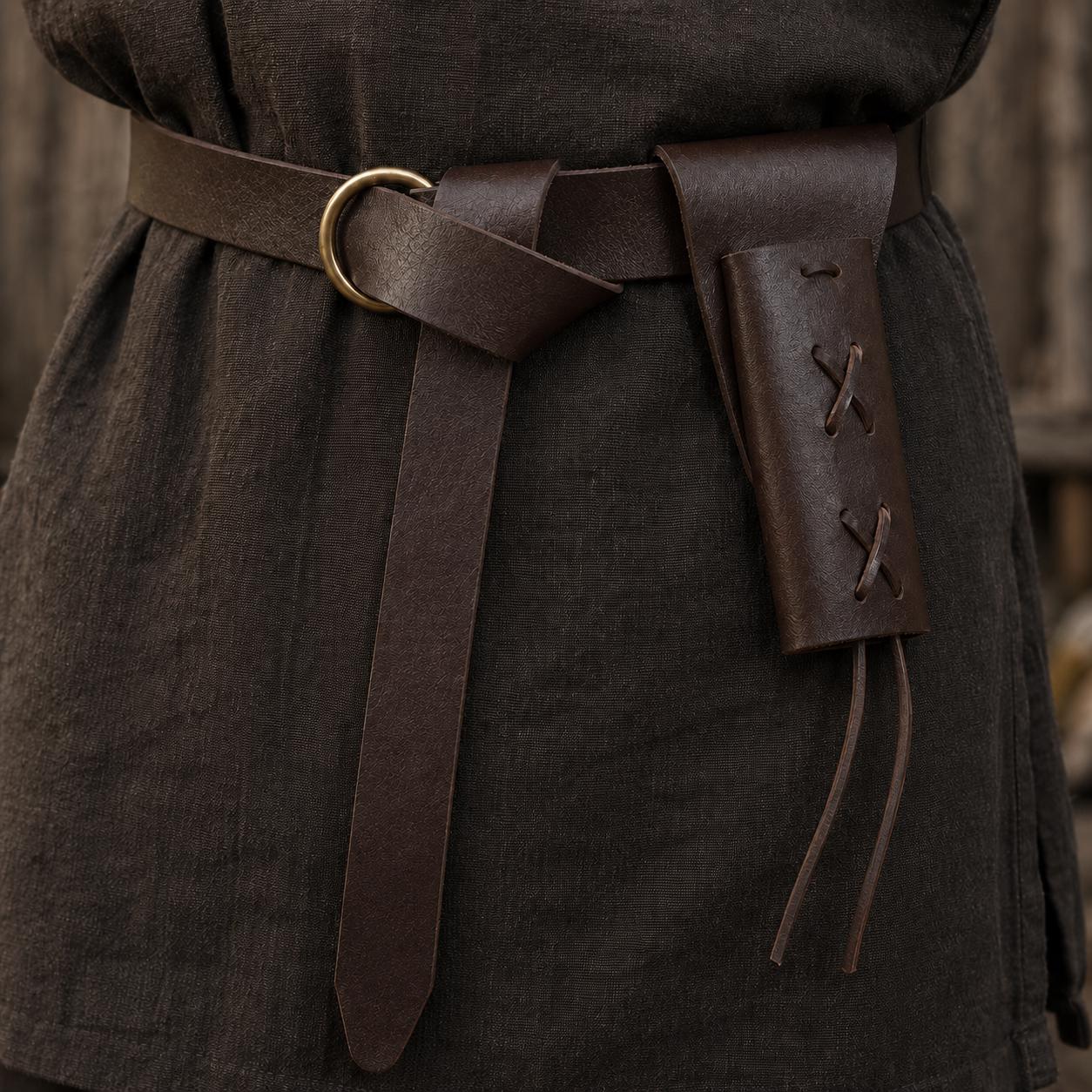 Viking Ring - Medieval Ring Belt, Black Faux Leather Renaissance Viking Cosplay Waist Belt, LARP