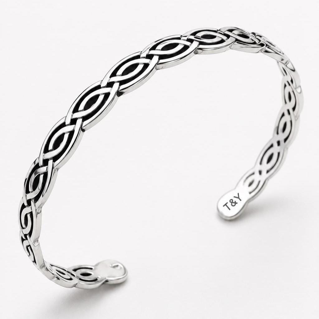 Viking Thor's Hammer Bracelet - Oxidised Sterling Silver Men's Cuff Bangle, Viking Rune, Thor's