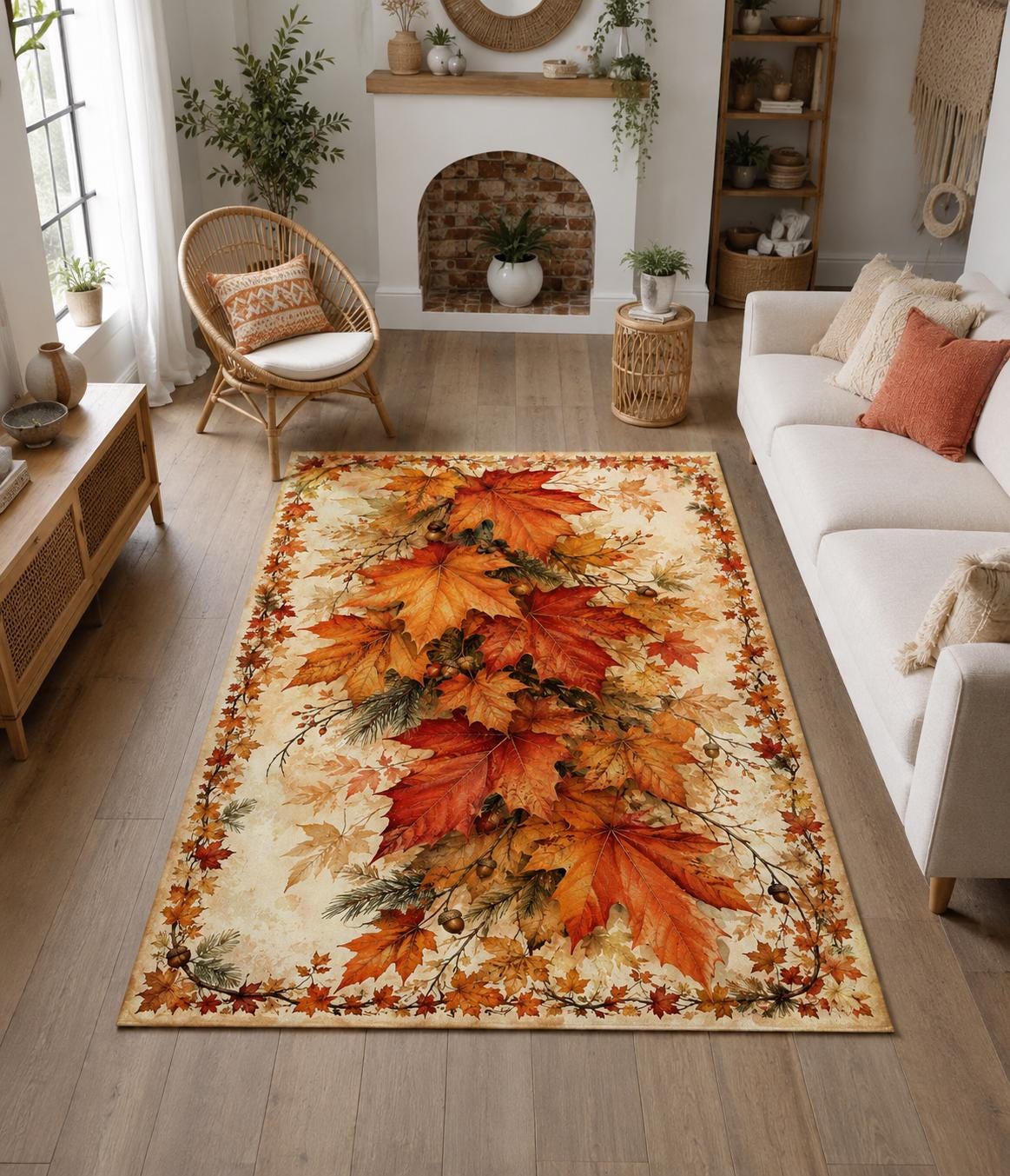 Viking Longship Rug - Viking Fjord Rug, Nordic Longship Mountain Landscape, Norse Celtic Area Rug