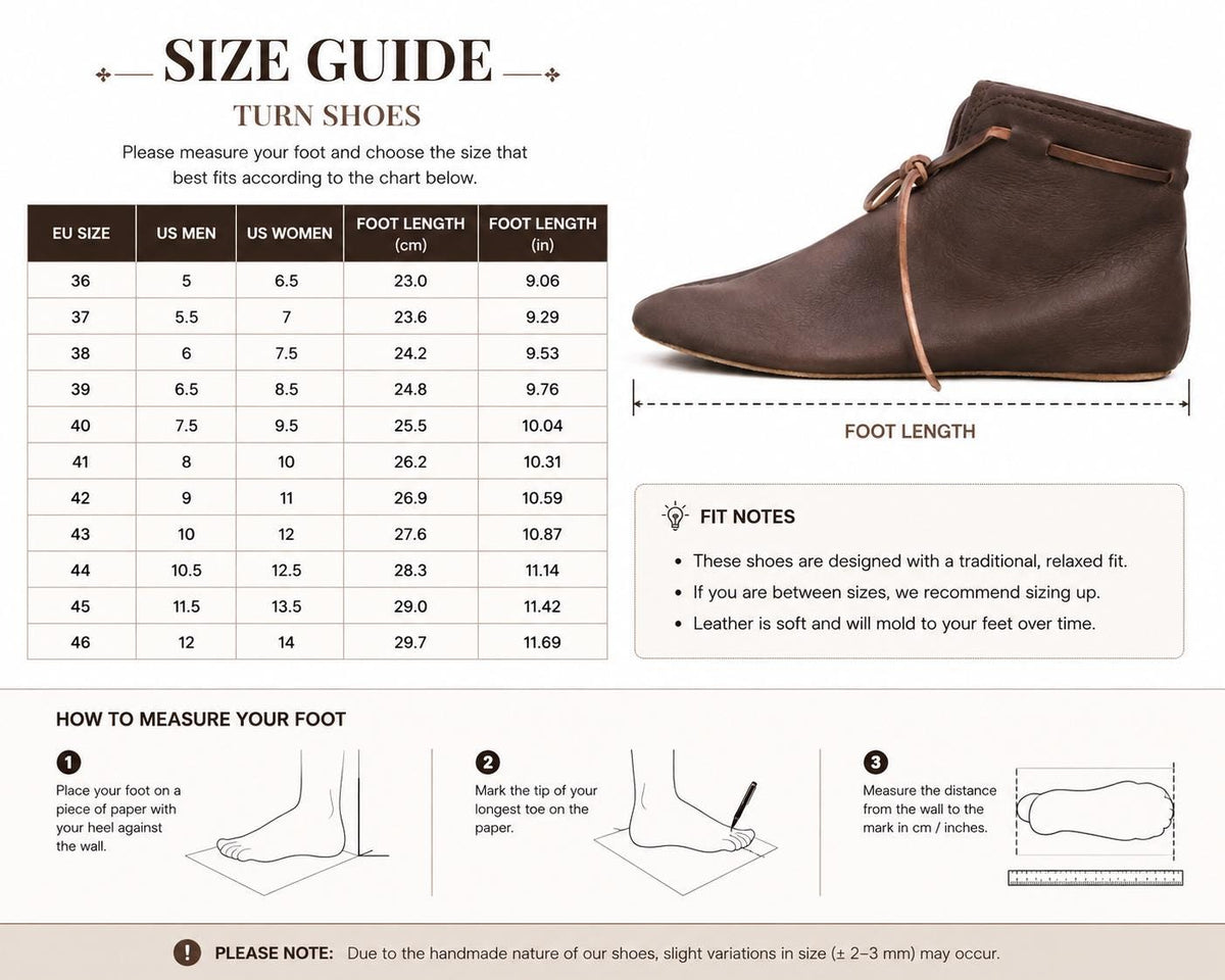 Viking Boots - Handmade Leather Turn Shoes, Viking Medieval Ankle Boots, Historical Reenactment