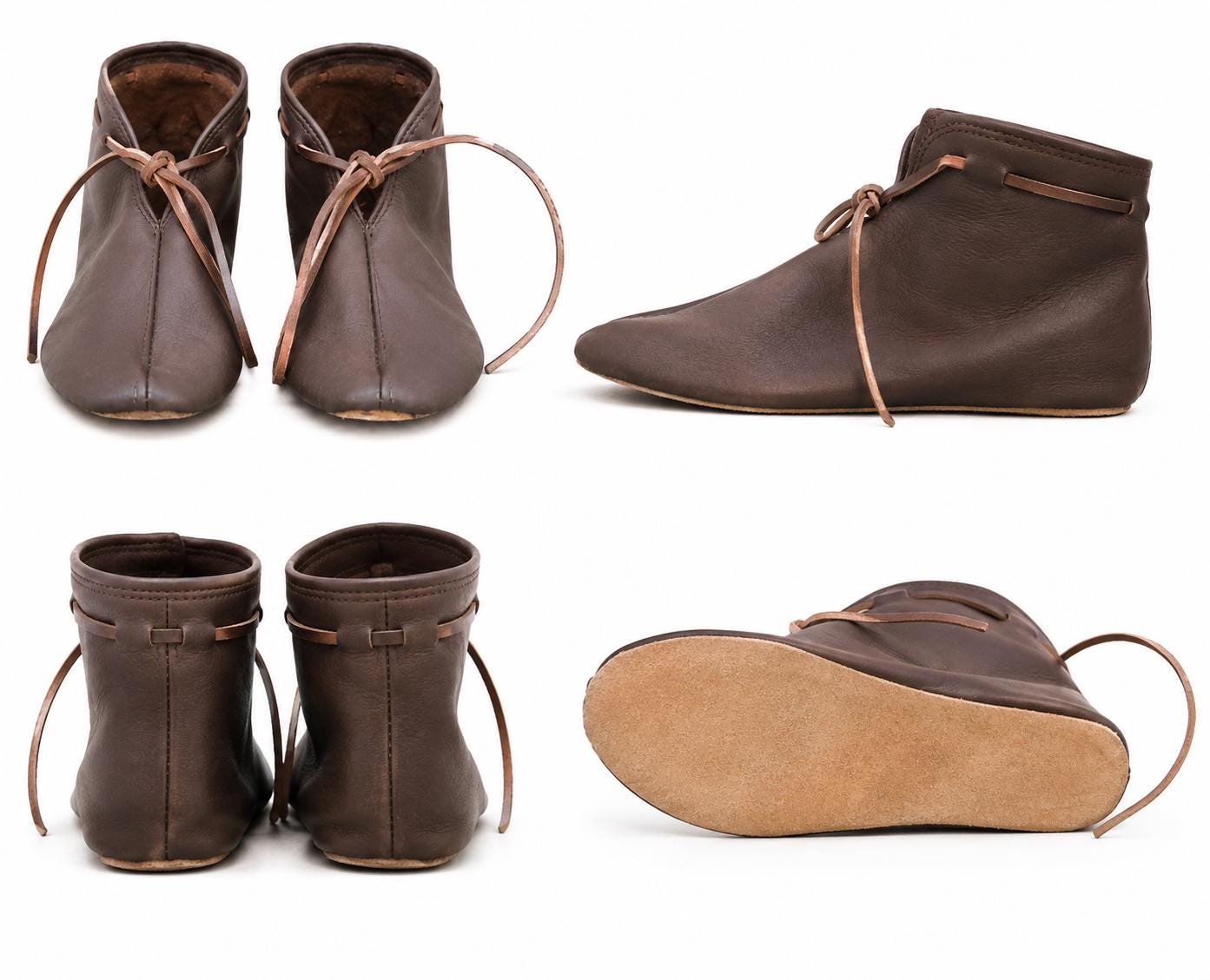Viking Boots - Handmade Leather Turn Shoes, Viking Medieval Ankle Boots, Historical Reenactment