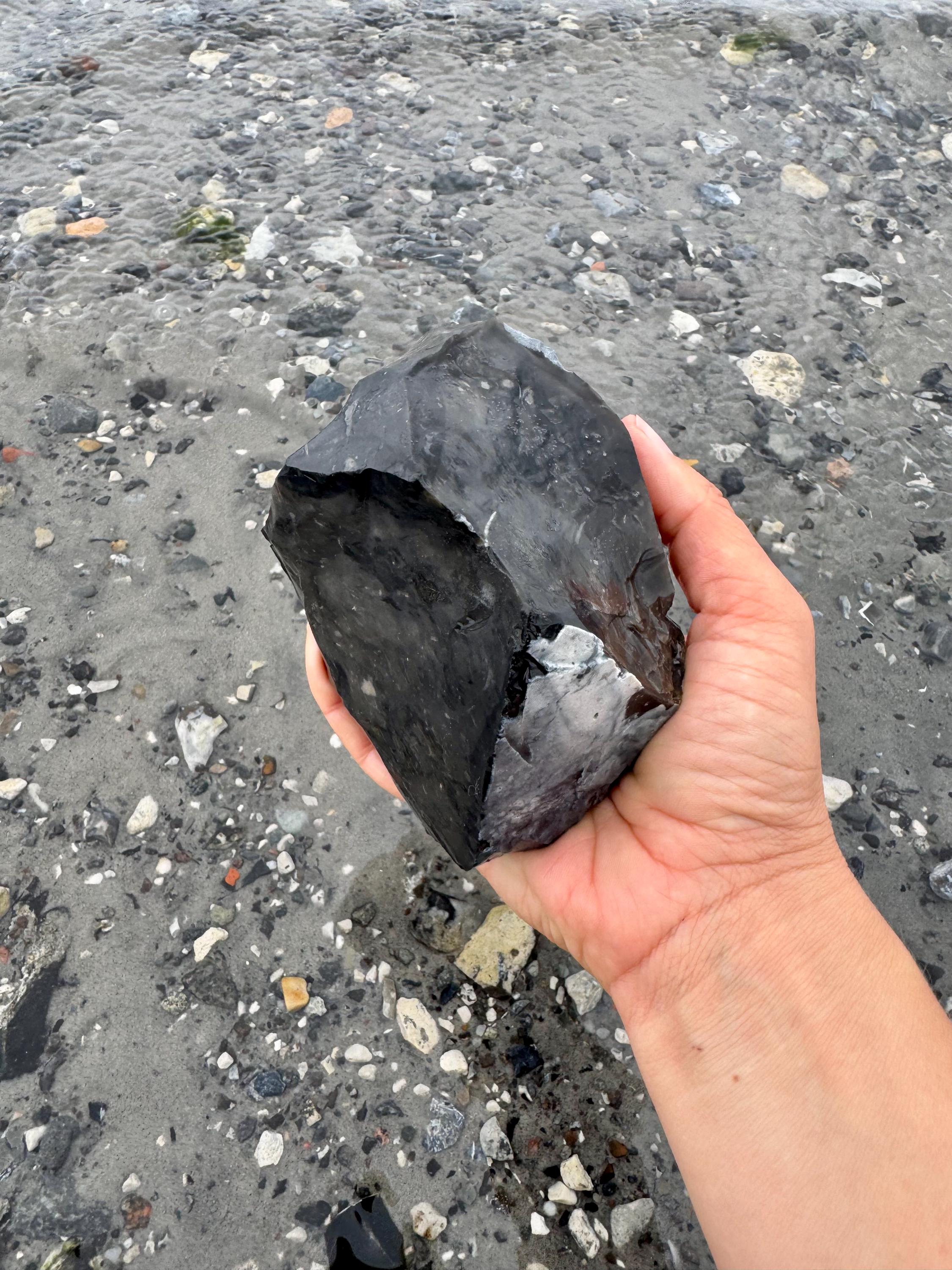 Viking Home Decor - Large Raw Black Baltic Flint Stone, Aquascape Centerpiece, Viking History