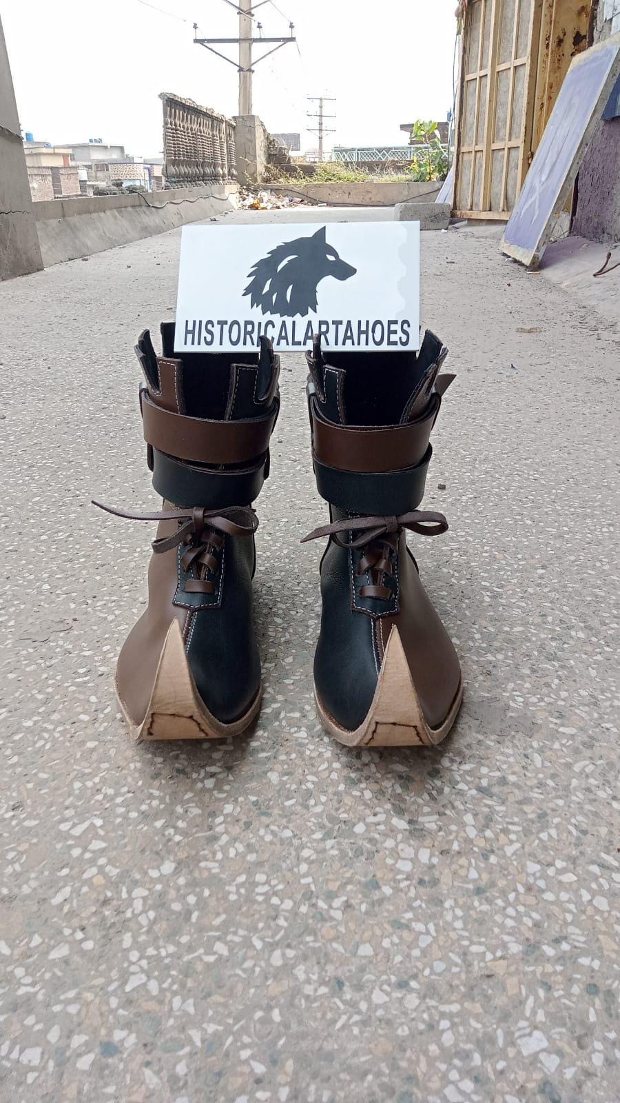 Viking Boots - Handmade Leather Viking Boots, Medieval Ankle Boots, LARP Cosplay Shoes
