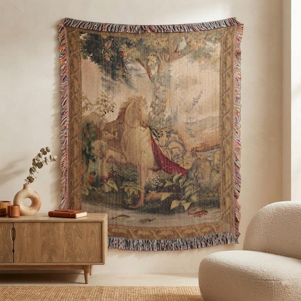 Viking Raven Blanket - Viking Axes Woven Throw Blanket, Norse Raven Celtic Knot Tapestry, Medieval