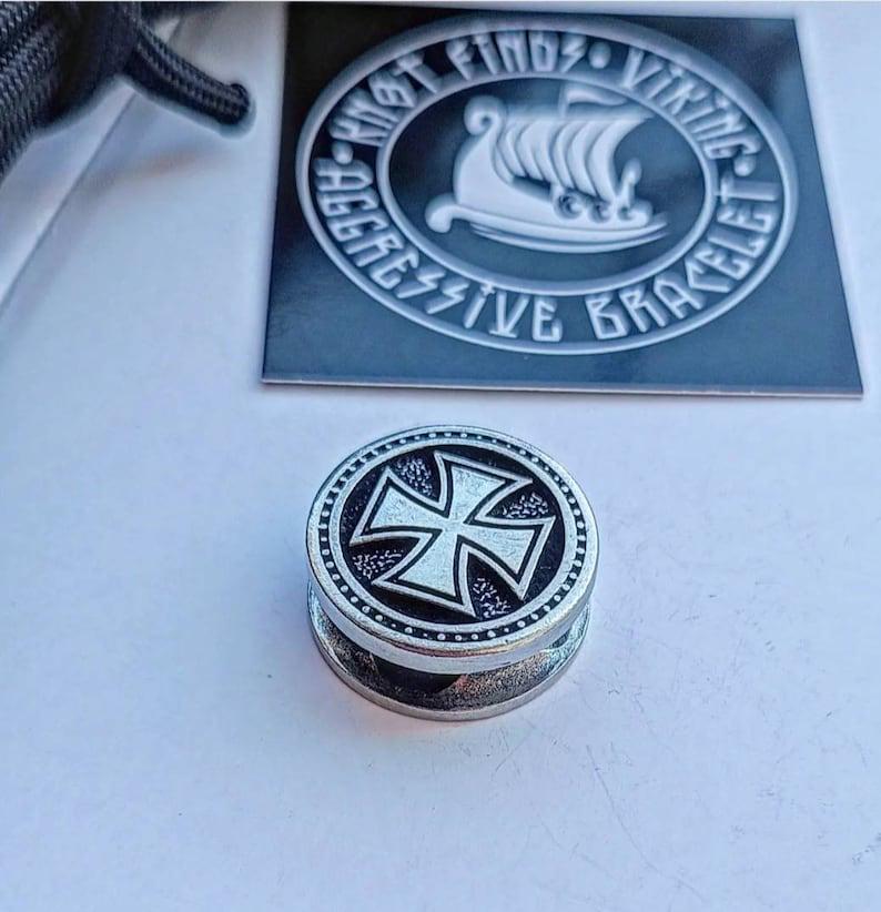 Viking Jewelry Accessory - Templar Cross Bead, Stainless Steel Cross Charm, Viking Jewelry