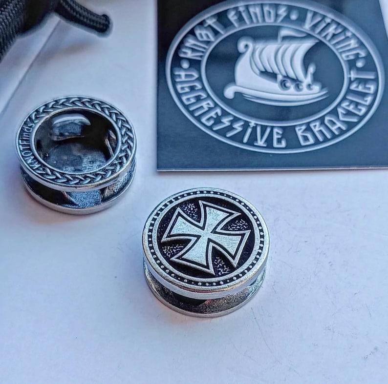 Viking Jewelry Accessory - Templar Cross Bead, Stainless Steel Cross Charm, Viking Jewelry