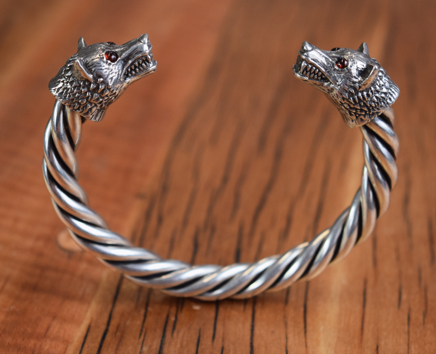 Viking Odin Necklace - Heavy Odin Wolves Viking Bangle Bracelet - 925 Sterling Silver Nordic Amulet
