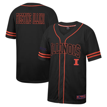Colosseum Free Spirited Mesh Button-up Illinois Fighting Illini black jersey