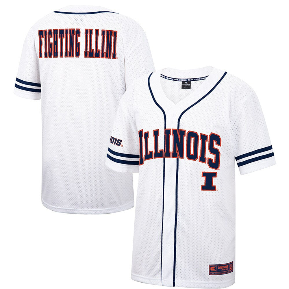 Colosseum Free Spirited Mesh Button-up Illinois Fighting Illini white jersey