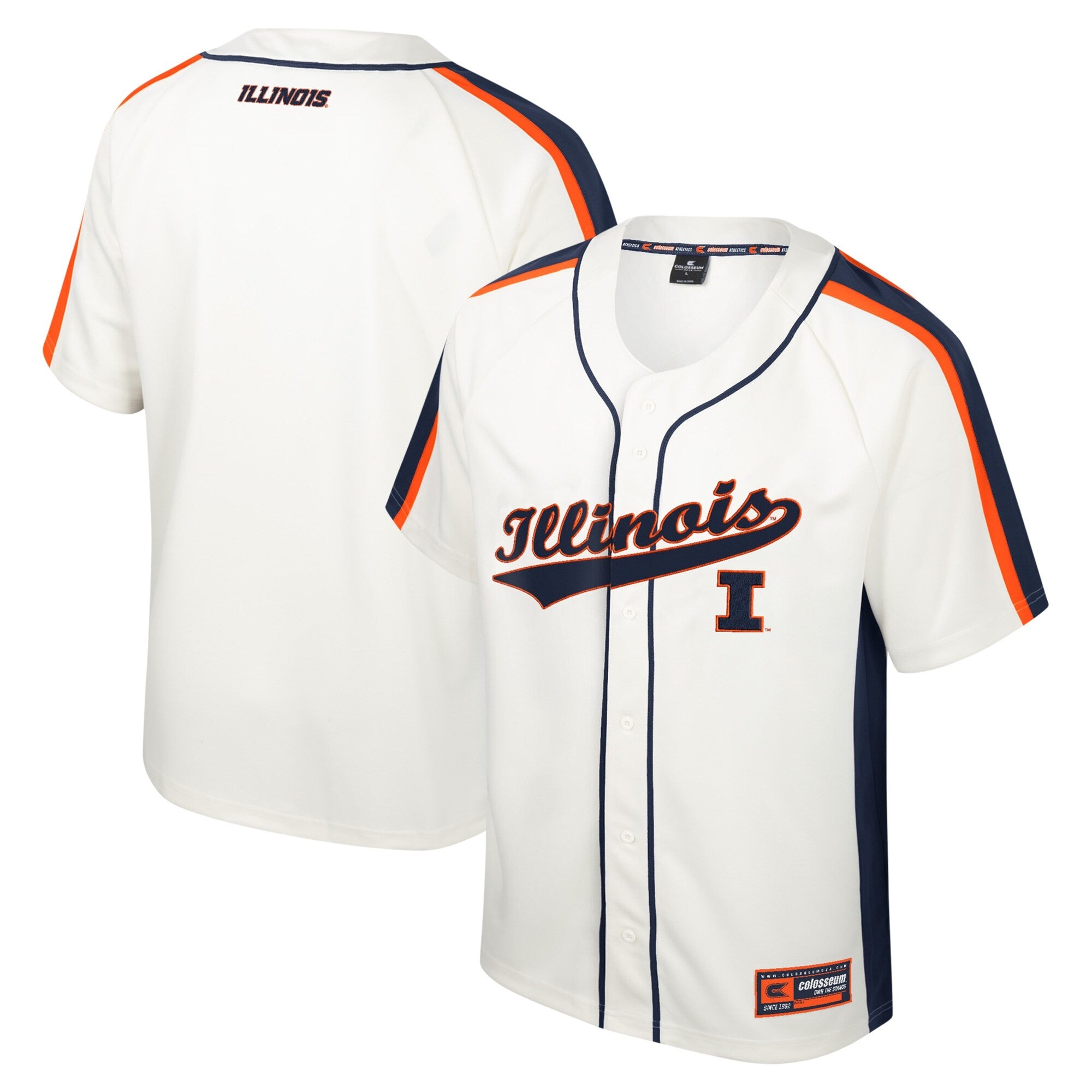 Colosseum Ruth Button-up Illinois Fighting Illini cream jersey