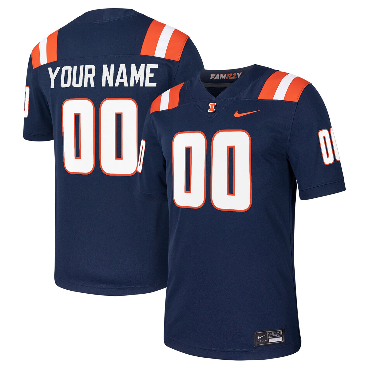 Custom Illinois Fighting Illini navy jersey
