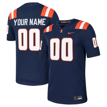 Custom Illinois Fighting Illini navy jersey