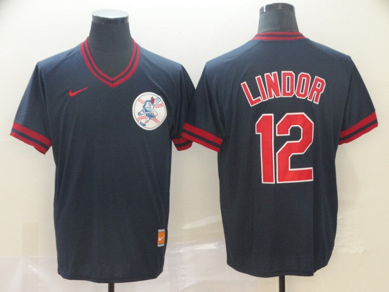 Francisco Lindor Cleveland Guardians black Throwback jersey