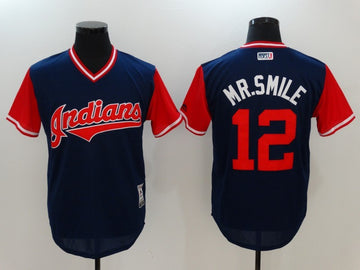 Francisco Lindor Mr. Smile Majestic Cleveland Guardians navy jersey