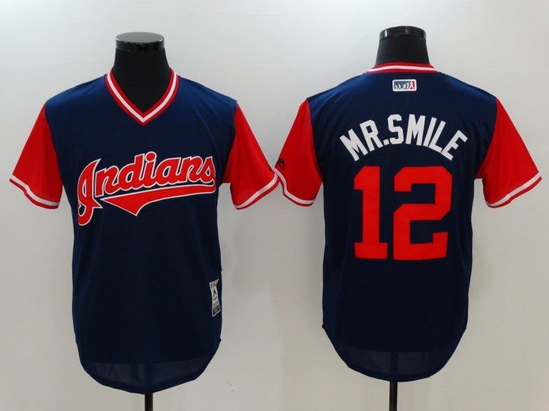 Francisco Lindor Mr. Smile Majestic Cleveland Guardians navy jersey