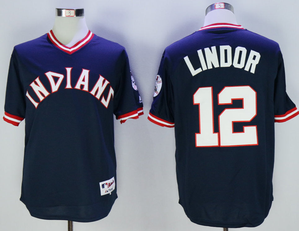 Francisco Lindor Cleveland Guardians navy jersey