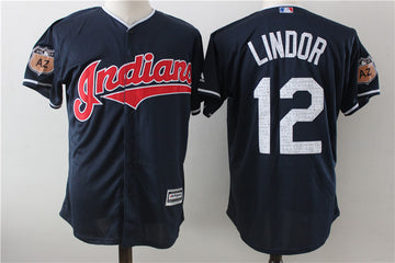 Francisco Lindor Cleveland Guardians navy jersey