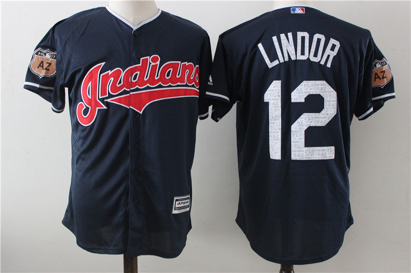 Francisco Lindor Cleveland Guardians navy jersey