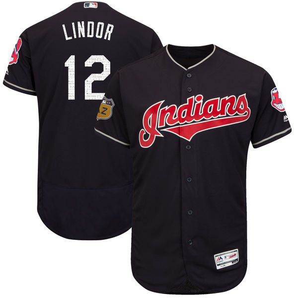 Francisco Lindor Cleveland Guardians navy jersey
