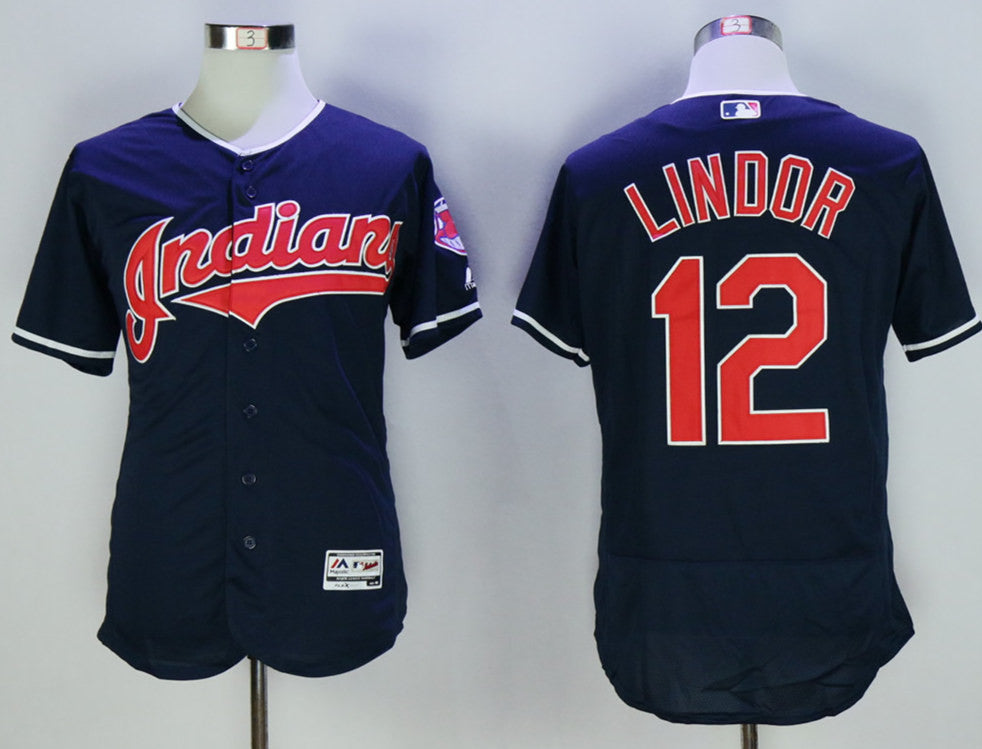 Francisco Lindor Cleveland Guardians navy jersey