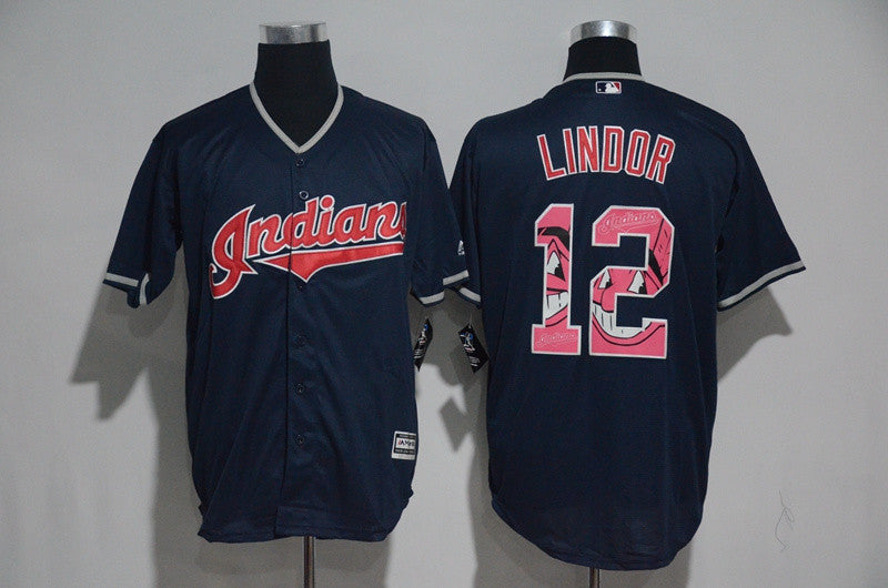 Francisco Lindor Cleveland Guardians navy jersey