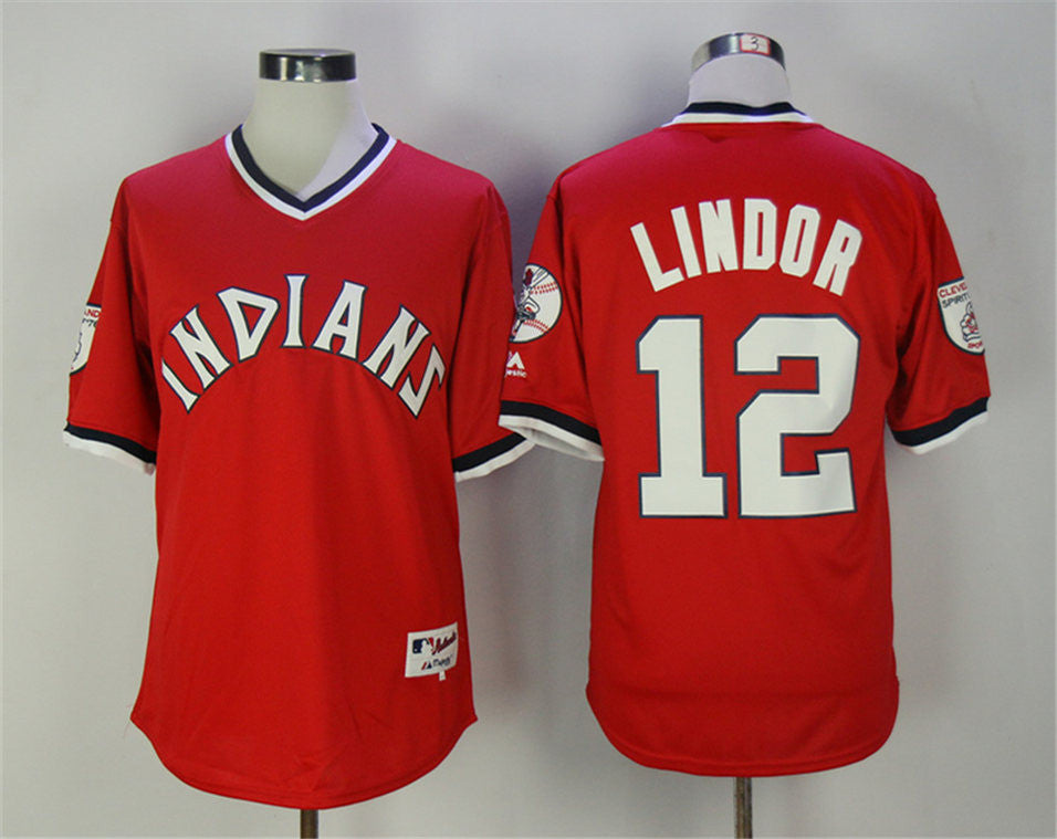 Francisco Lindor Cleveland Guardians red Cooperstown jersey