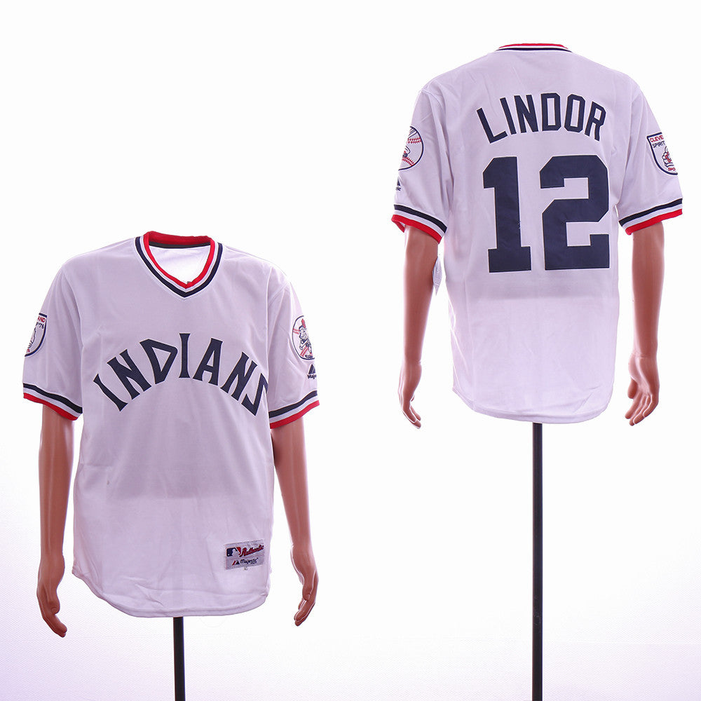 Francisco Lindor Cleveland Guardians white Throwback jersey