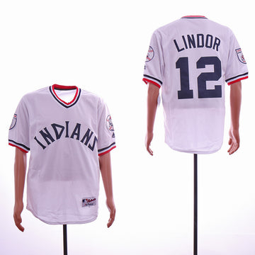 Francisco Lindor Cleveland Guardians white Throwback jersey