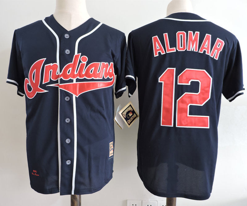 Roberto Alomar Cleveland Guardians navy Cooperstown jersey