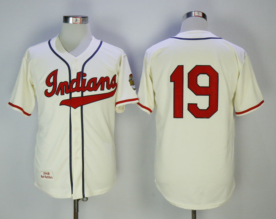 Bob Feller Cleveland Guardians cream Throwback jersey