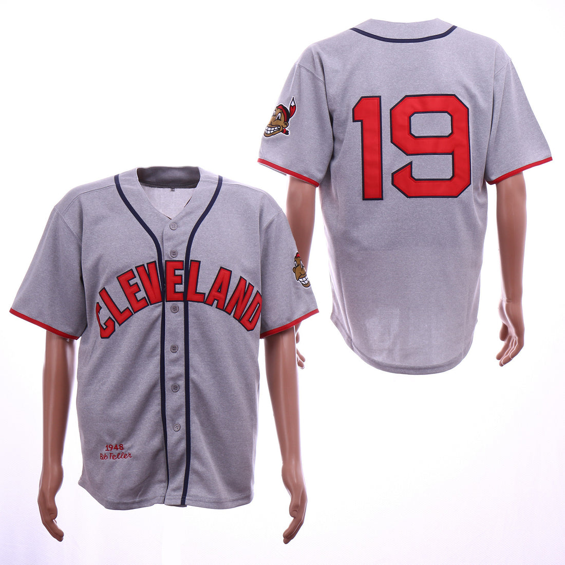 Bob Feller Cleveland Guardians gray Throwback jersey