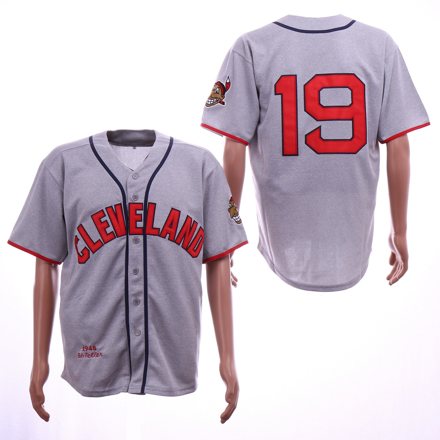 Bob Feller Cleveland Guardians gray Throwback jersey