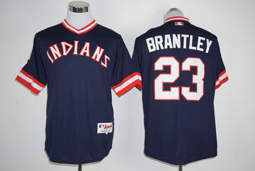 Michael Brantley Cleveland Guardians navy Throwback jersey