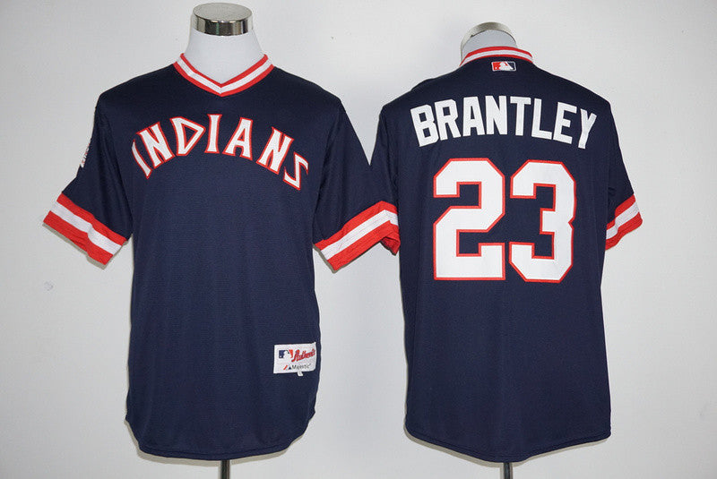 Michael Brantley Cleveland Guardians navy Throwback jersey