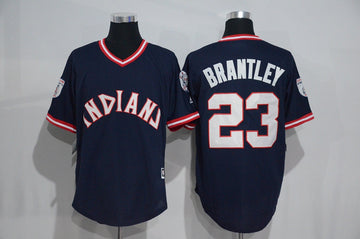 Michael Brantley Cleveland Guardians navy Throwback jersey