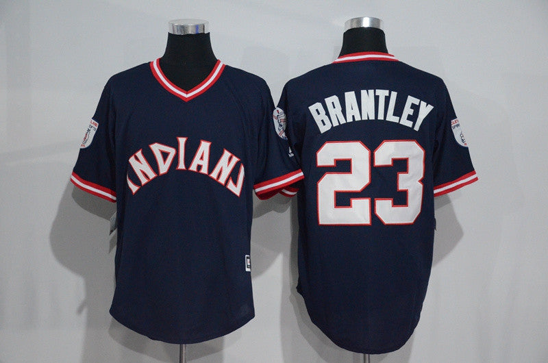 Michael Brantley Cleveland Guardians navy Throwback jersey