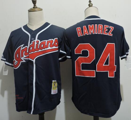 Manny Ramirez Cleveland Guardians navy Throwback jersey
