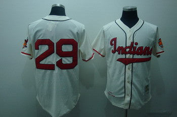 Satchel Paige Cleveland Guardians cream Throwback jersey