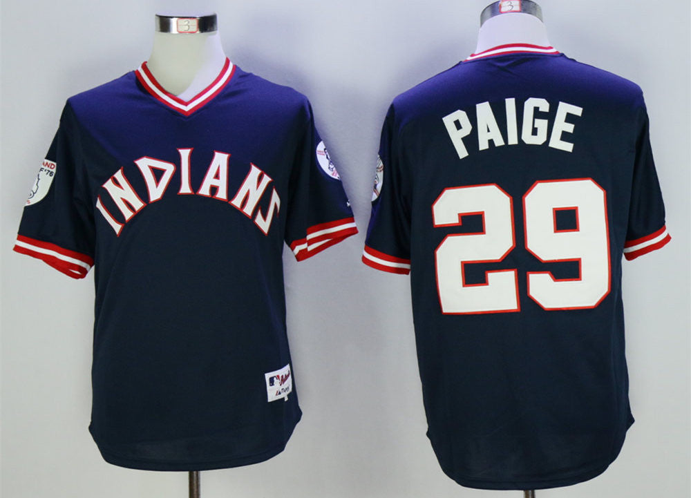 Satchel Paige Cleveland Guardians navy jersey