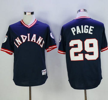 Satchel Paige Cleveland Guardians navy jersey