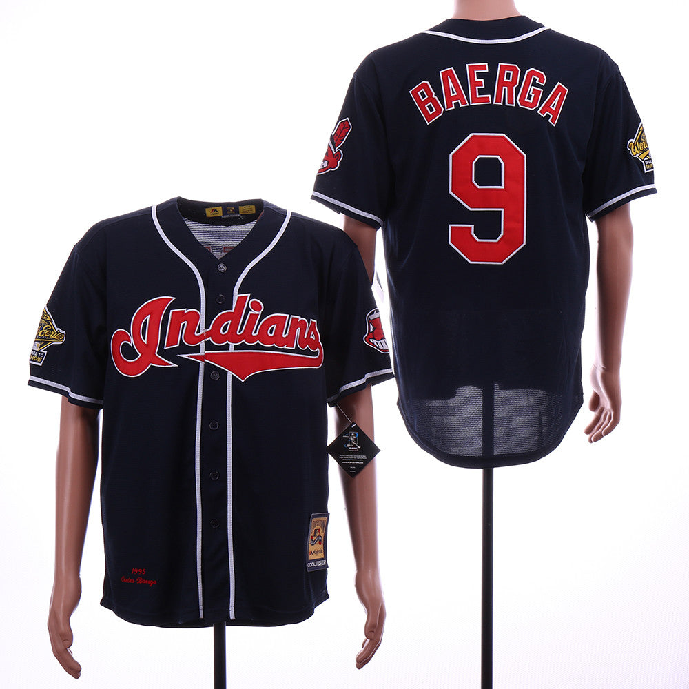 Carlos Baerga Cleveland Guardians navy Cooperstown jersey