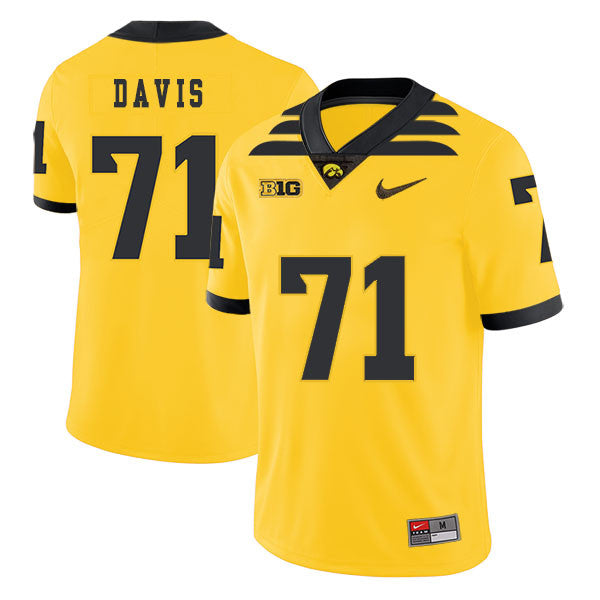 Carl Davis Iowa Hawkeyes yellow jersey
