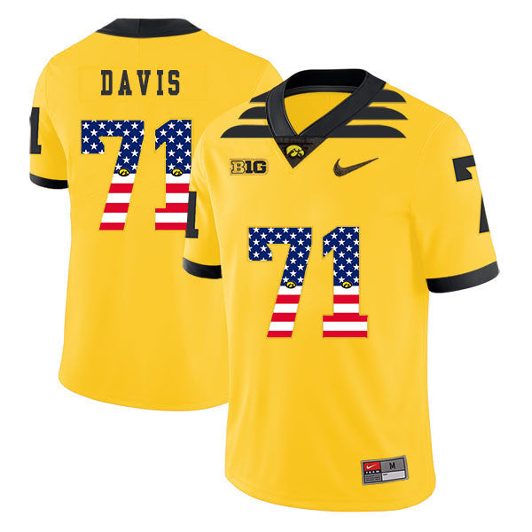 Carl Davis Iowa Hawkeyes yellow jersey