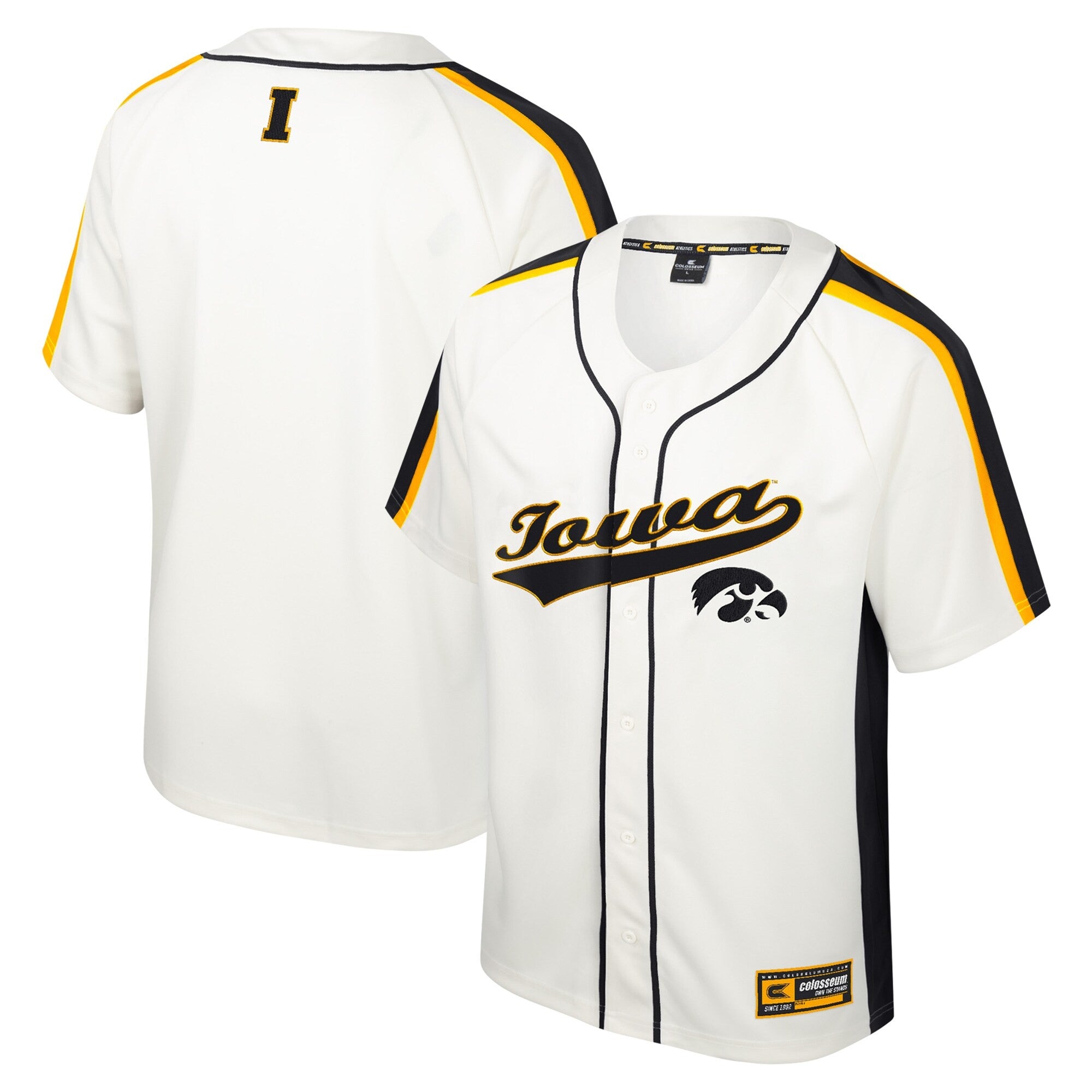 Colosseum Ruth Button-up Iowa Hawkeyes cream jersey